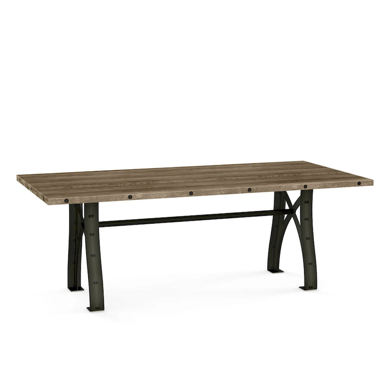 Mesa de comedor extensible de madera maciza con base de metal