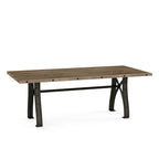 Mesa de comedor extensible de madera maciza con base de metal