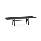 Mesa de comedor extensible de madera maciza con base de metal