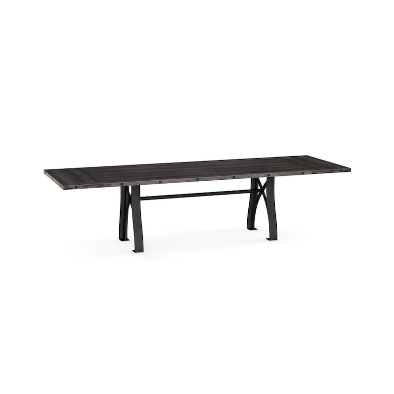 Mesa de comedor extensible de madera maciza con base de metal