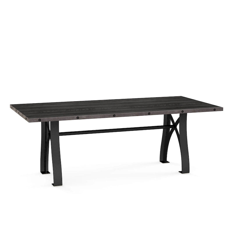 Mesa de comedor extensible de madera maciza con base de metal