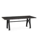 Mesa de comedor extensible de madera maciza con base de metal