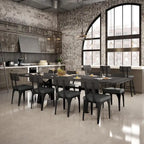 Mesa de comedor extensible de madera maciza con base de metal
