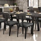 Mesa de comedor extensible de madera maciza con base de metal