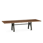 Mesa de comedor extensible de madera maciza con base de metal