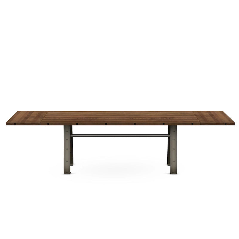 Mesa de comedor extensible de madera maciza con base de metal