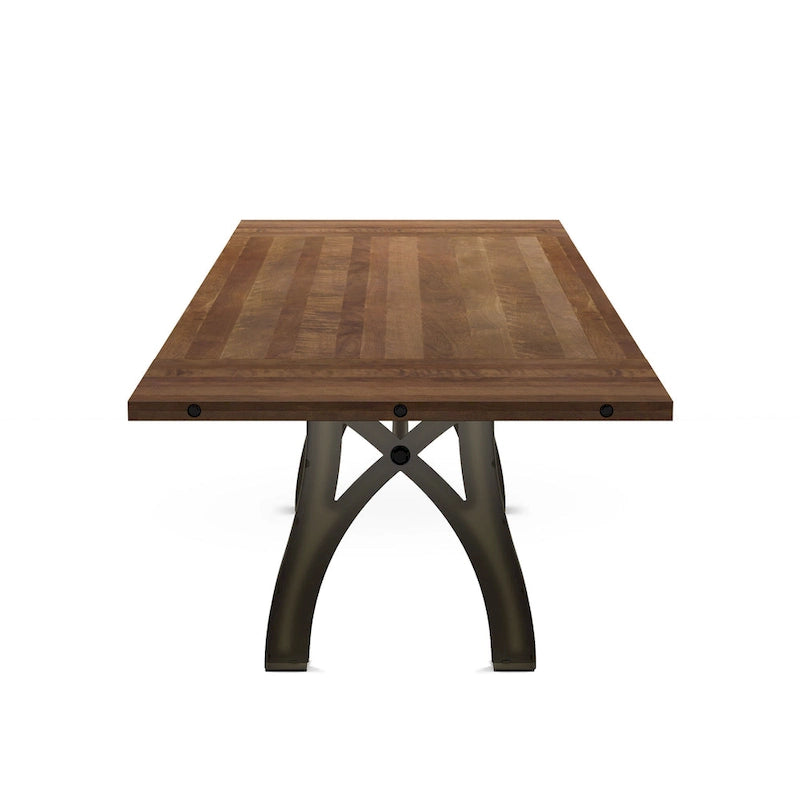 Mesa de comedor extensible de madera maciza con base de metal