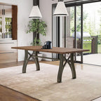 Mesa de comedor extensible de madera maciza con base de metal