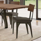 Mesa de comedor extensible de madera maciza con base de metal