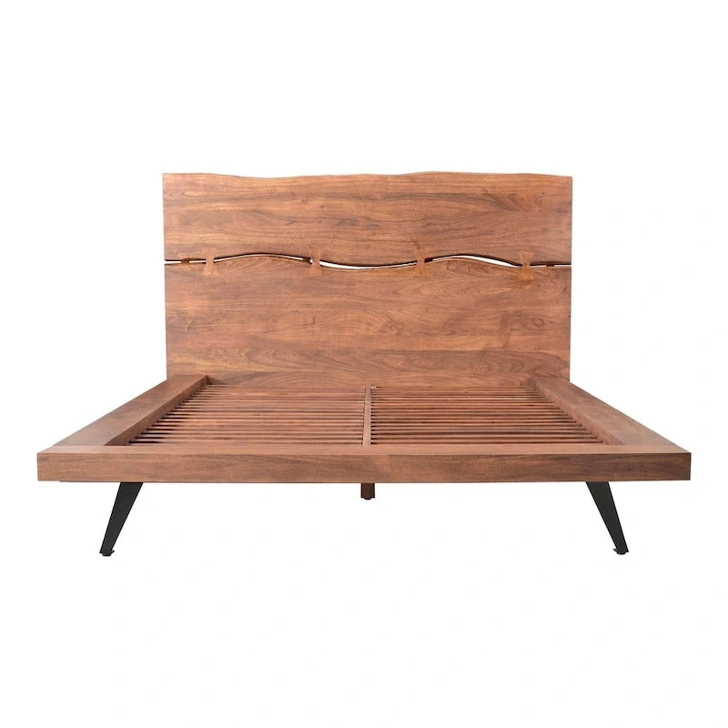 Cama de plataforma rústica de madera de acacia