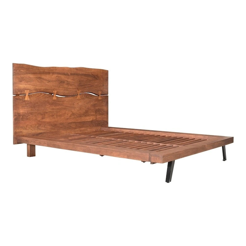 Cama de plataforma rústica de madera de acacia