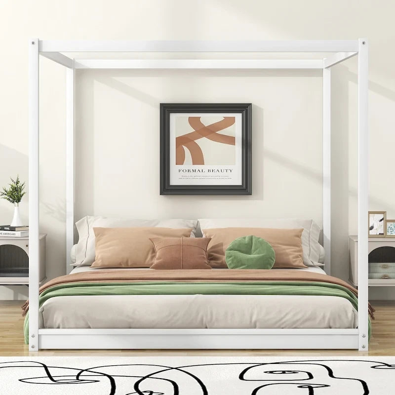 Cama con dosel y soporte de listones