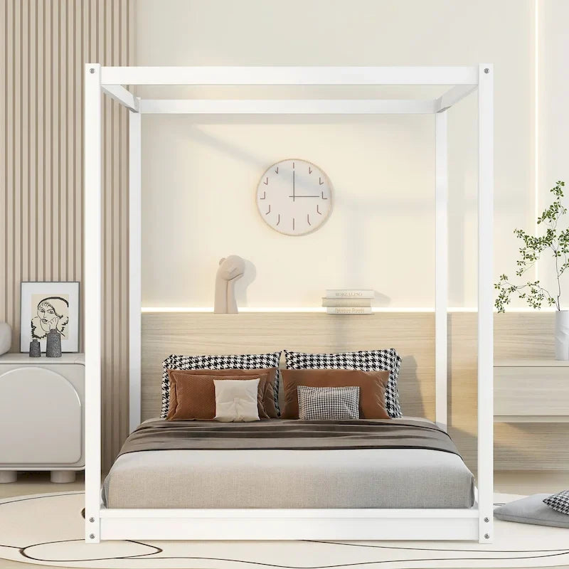 Cama con dosel y soporte de listones