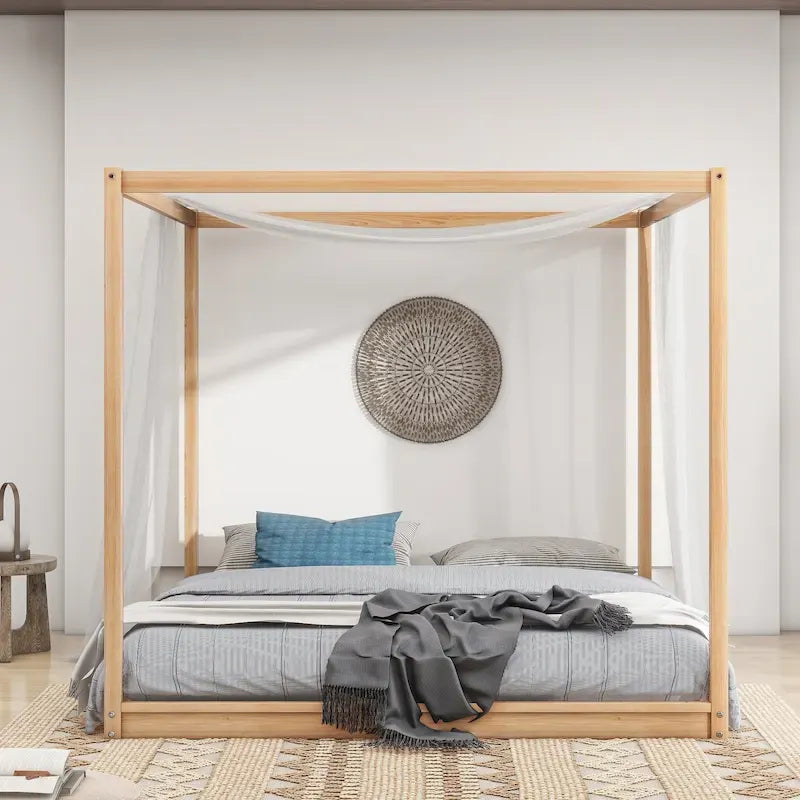 Cama con dosel y soporte de listones