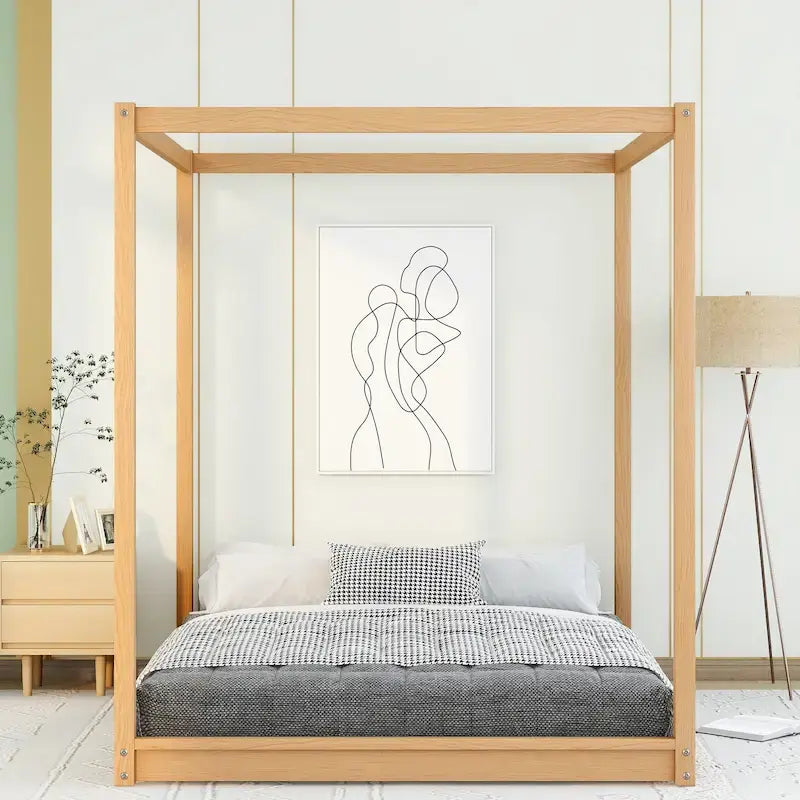 Cama con dosel y soporte de listones