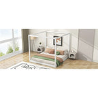Cama con dosel y soporte de listones