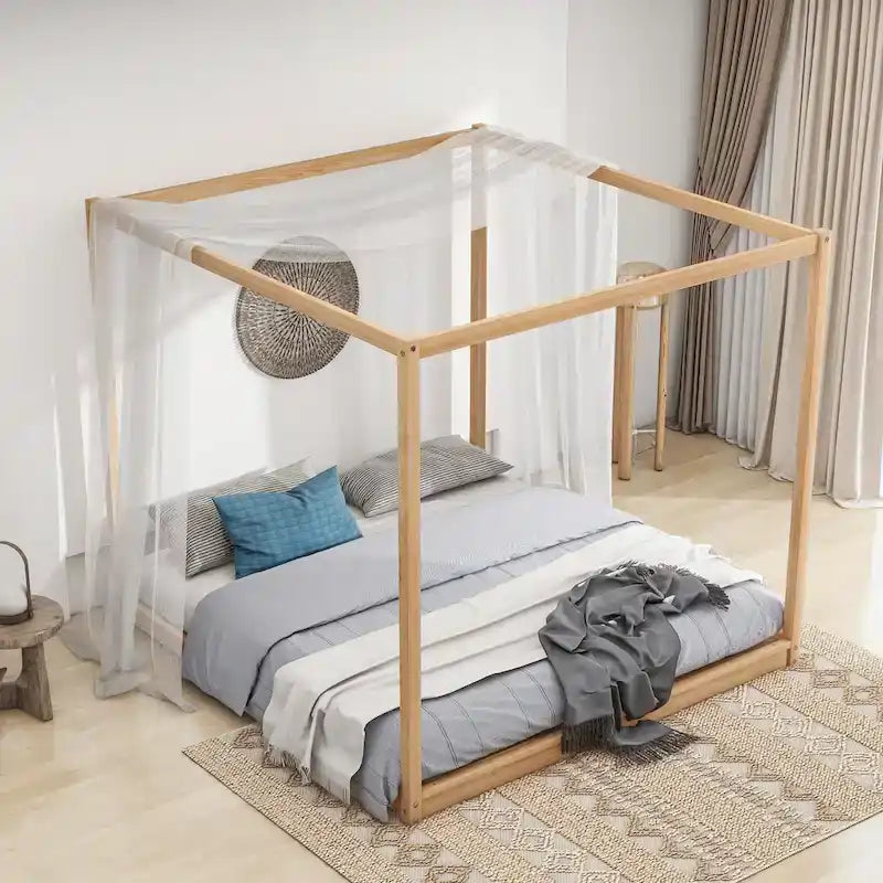 Cama con dosel y soporte de listones