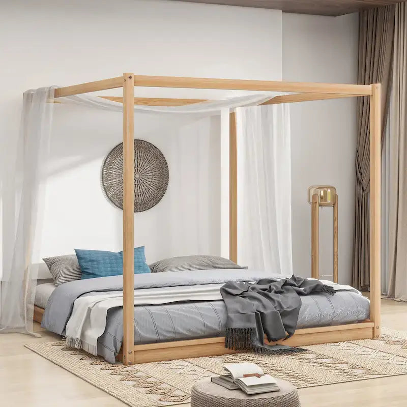 Cama con dosel y soporte de listones