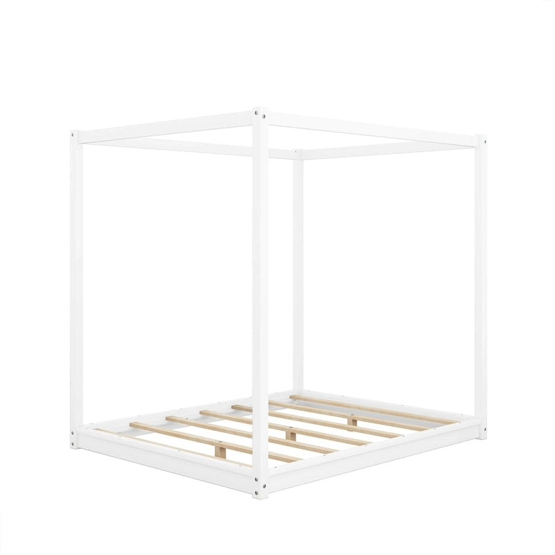 Cama con dosel y soporte de listones