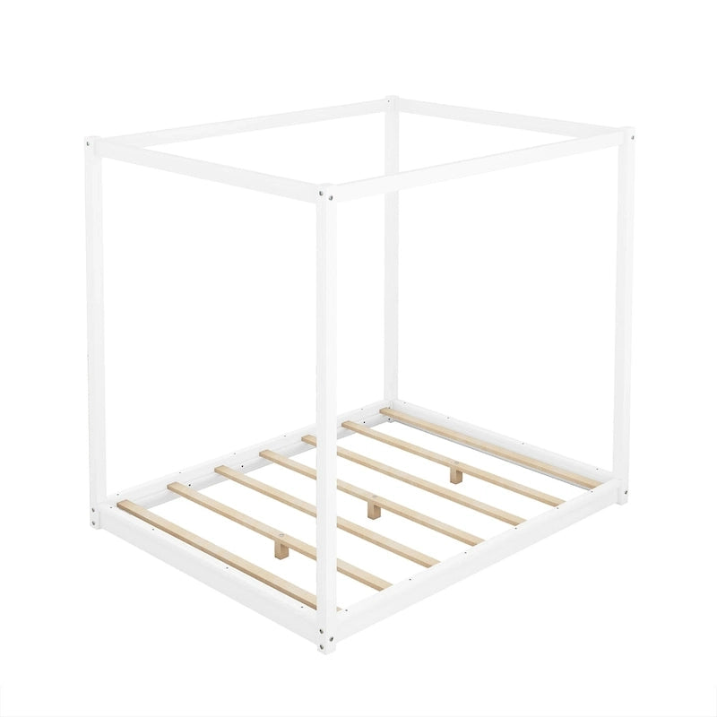 Cama con dosel y soporte de listones