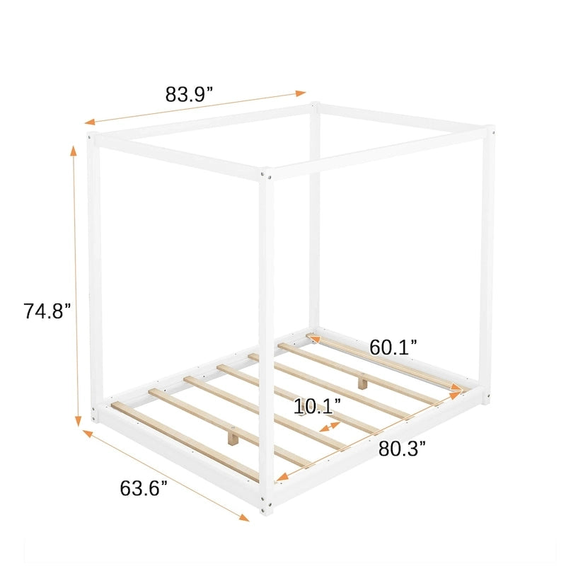 Cama con dosel y soporte de listones