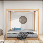 Cama con dosel y soporte de listones