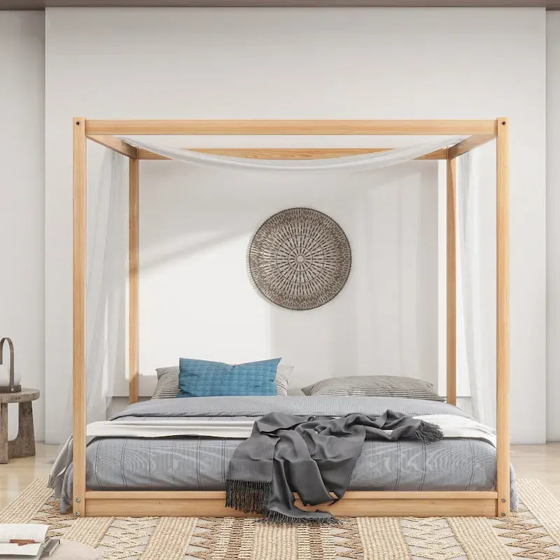 Cama con dosel y soporte de listones