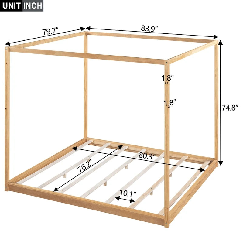 Cama con dosel y soporte de listones