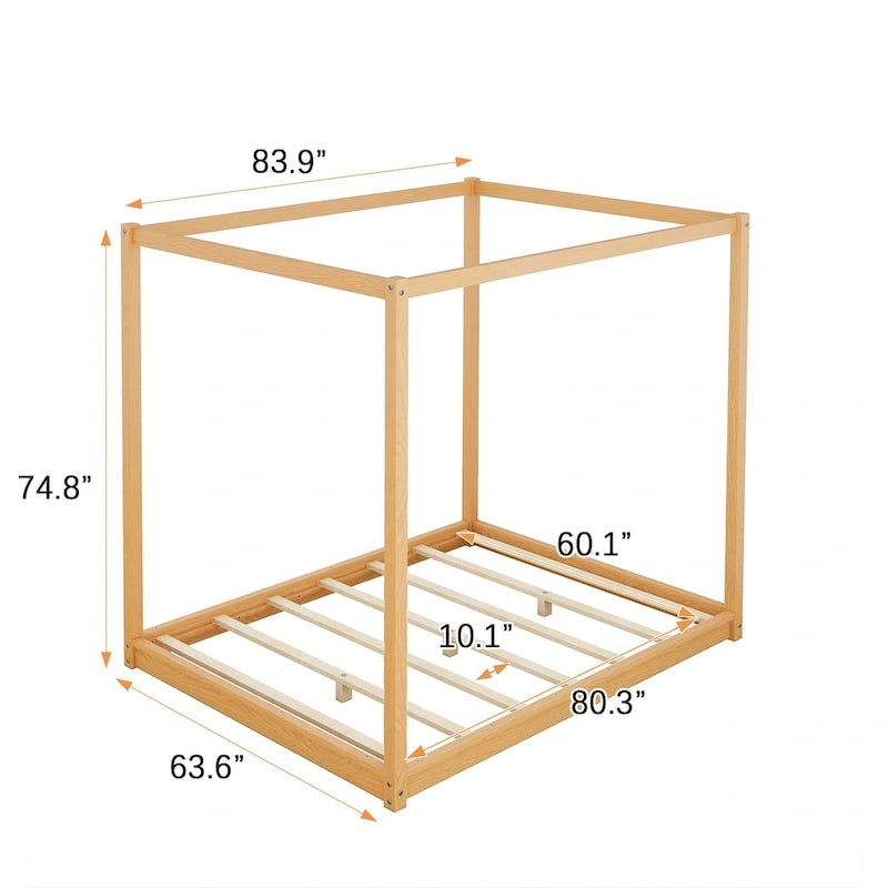 Cama con dosel y soporte de listones