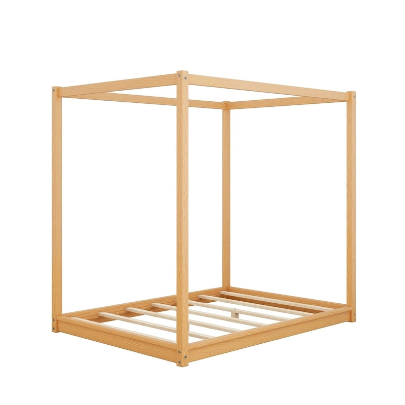Cama con dosel y soporte de listones