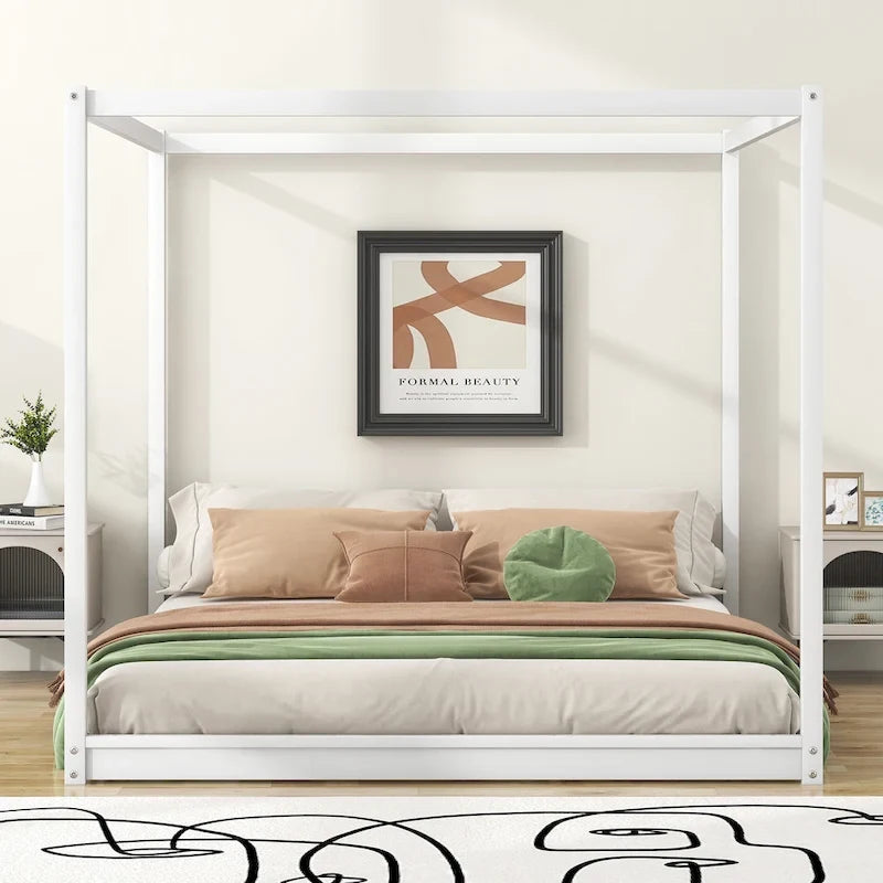 Cama con dosel y soporte de listones