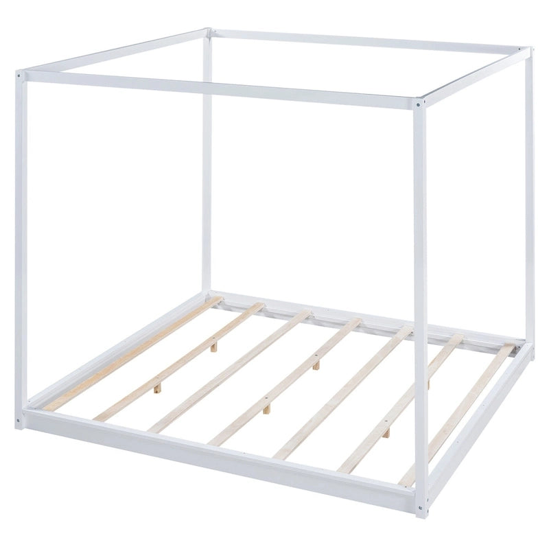 Cama con dosel y soporte de listones