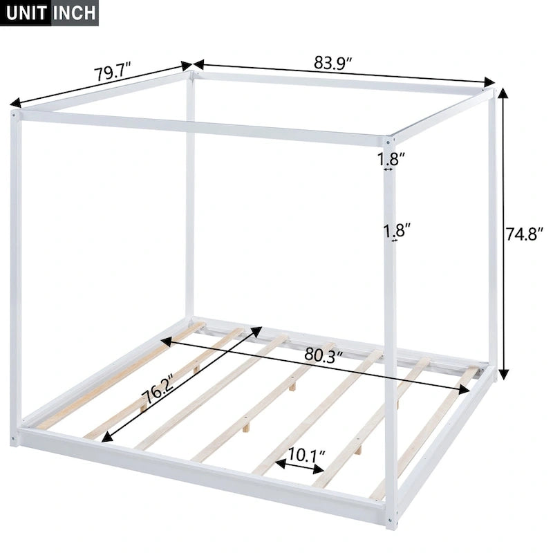 Cama con dosel y soporte de listones
