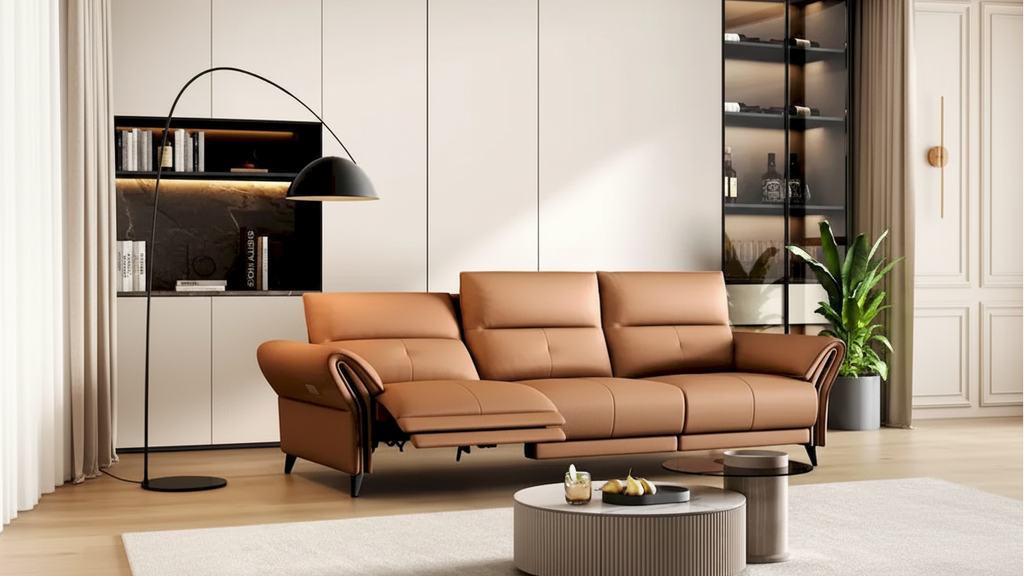 112.5 Vegan Leather Power Reclining Sofa with USB Charging Port