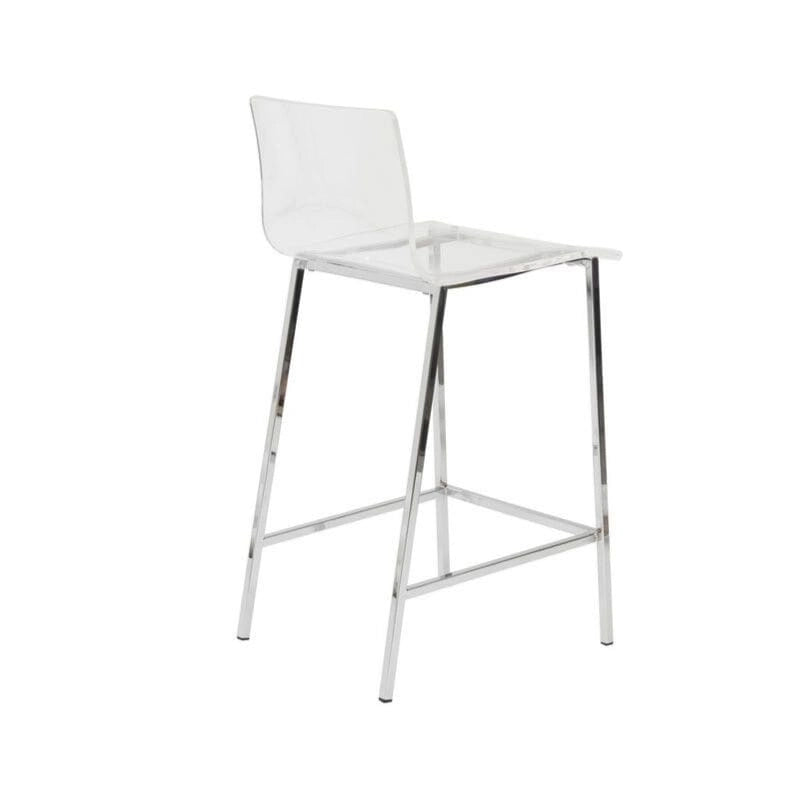 Taburete de barra moderno de acrílico transparente con patas de metal
