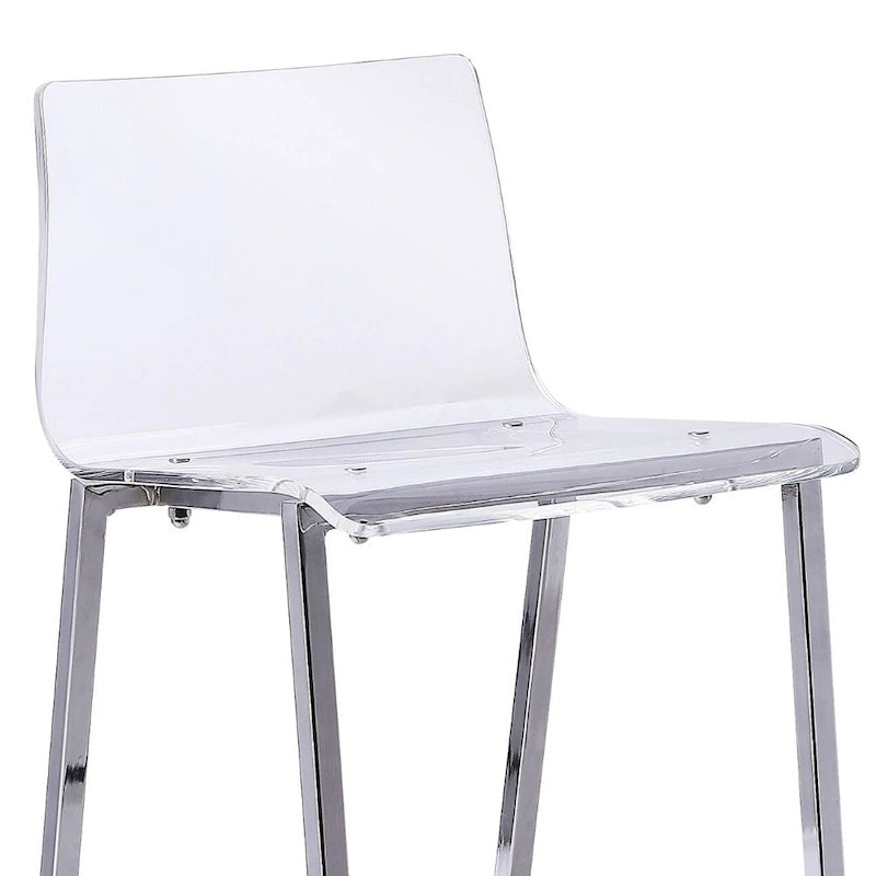 Taburete de barra moderno de acrílico transparente con patas de metal