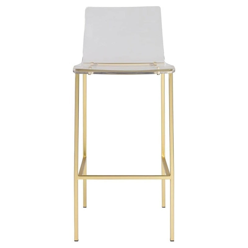 Taburete de barra moderno de acrílico transparente con patas de metal
