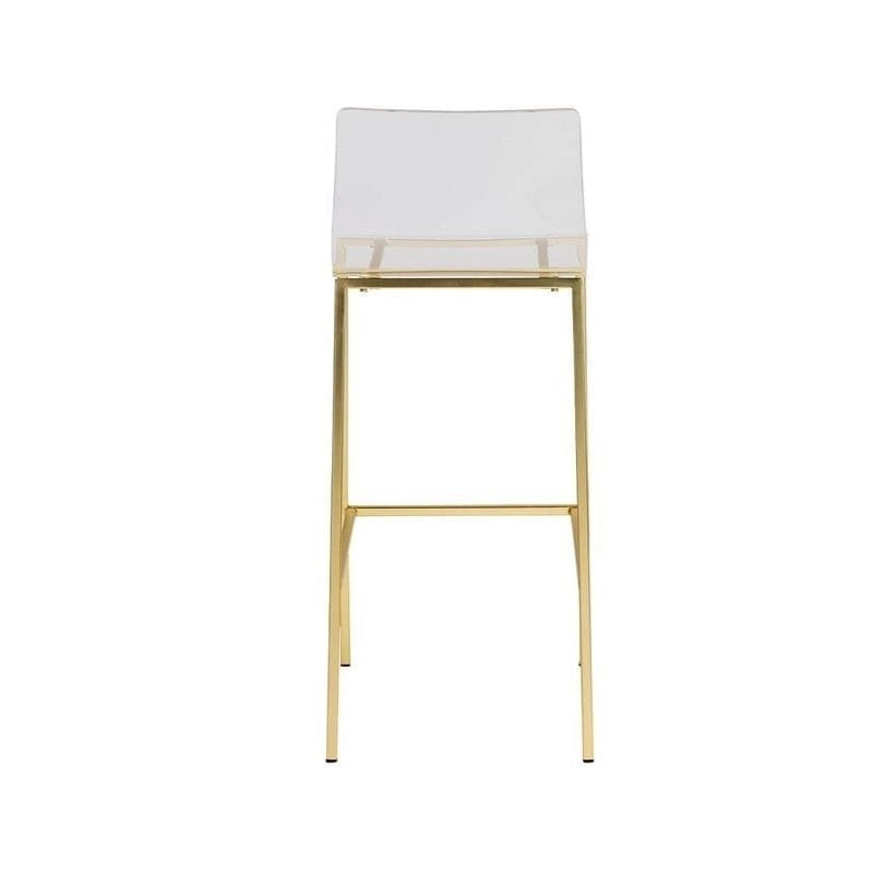 Taburete de barra moderno de acrílico transparente con patas de metal