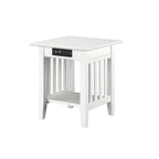 Mesa auxiliar con estación de carga en blanco