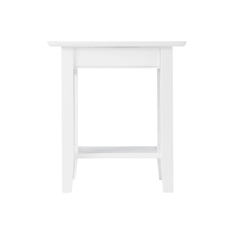 Mesa auxiliar con estación de carga en blanco