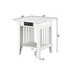 Mesa auxiliar con estación de carga en blanco