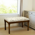 Taupe Tuscan Floral Bench with Wood Stain Finish