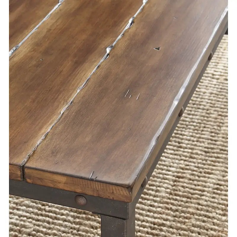 Consola industrial con tapa de madera envejecida