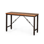 Consola industrial con tapa de madera envejecida