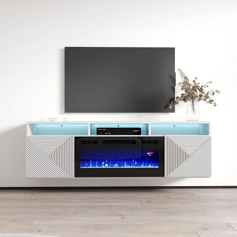 Soporte para TV con chimenea eléctrica de pared de 63 pulgadas