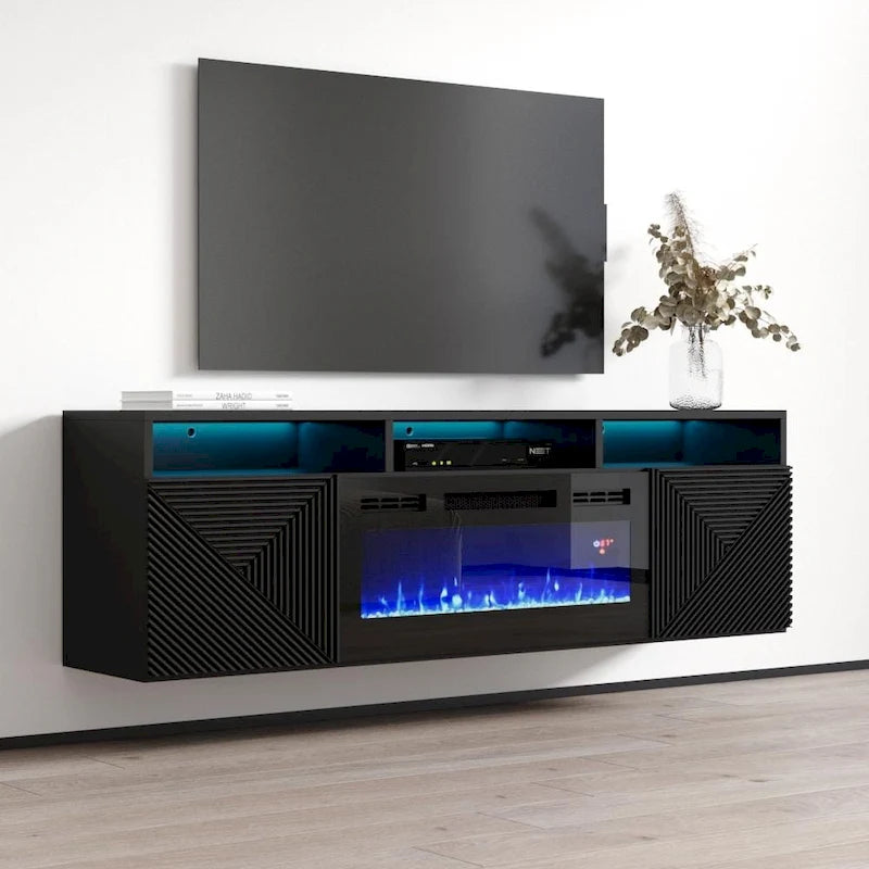 Soporte para TV con chimenea eléctrica de pared de 63 pulgadas