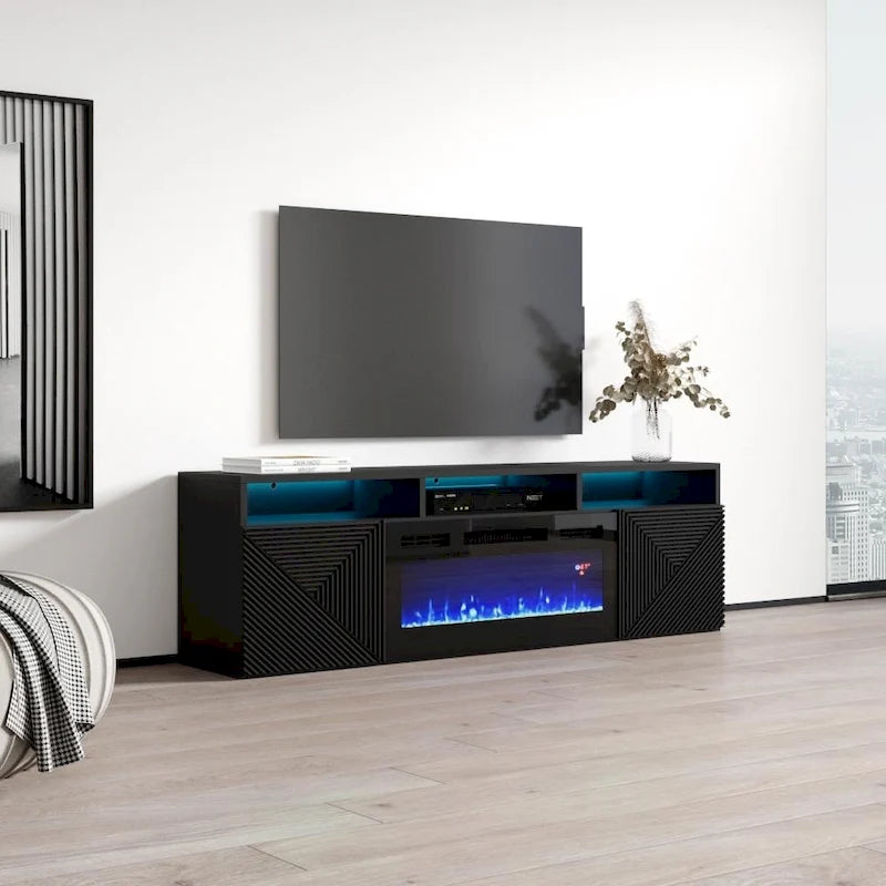 Soporte para TV con chimenea eléctrica de pared de 63 pulgadas