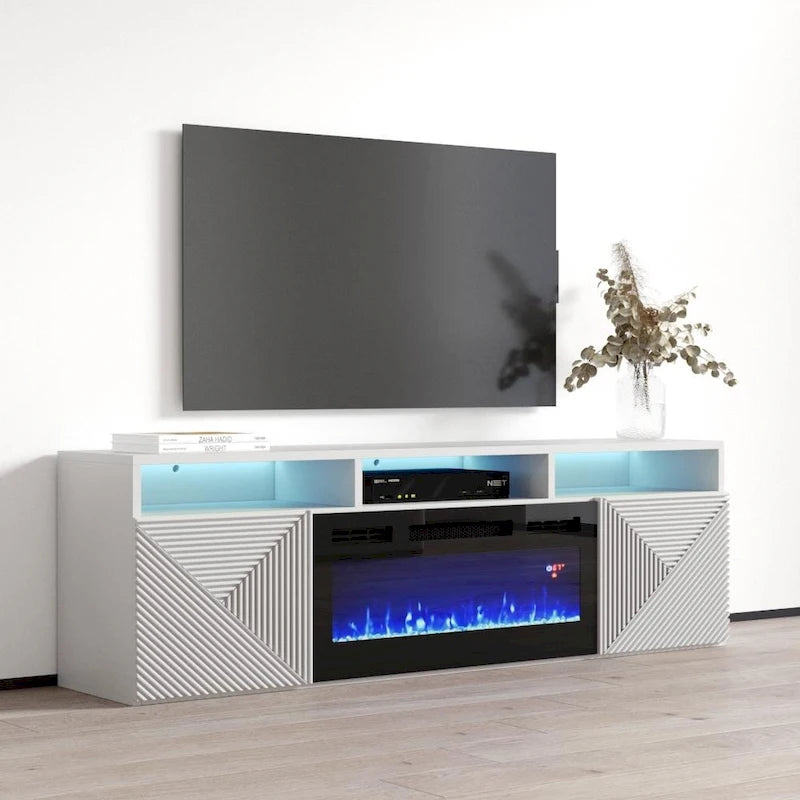 Soporte para TV con chimenea eléctrica de pared de 63 pulgadas