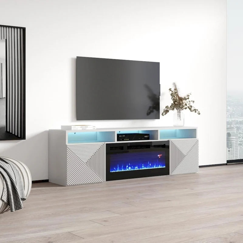 Soporte para TV con chimenea eléctrica de pared de 63 pulgadas