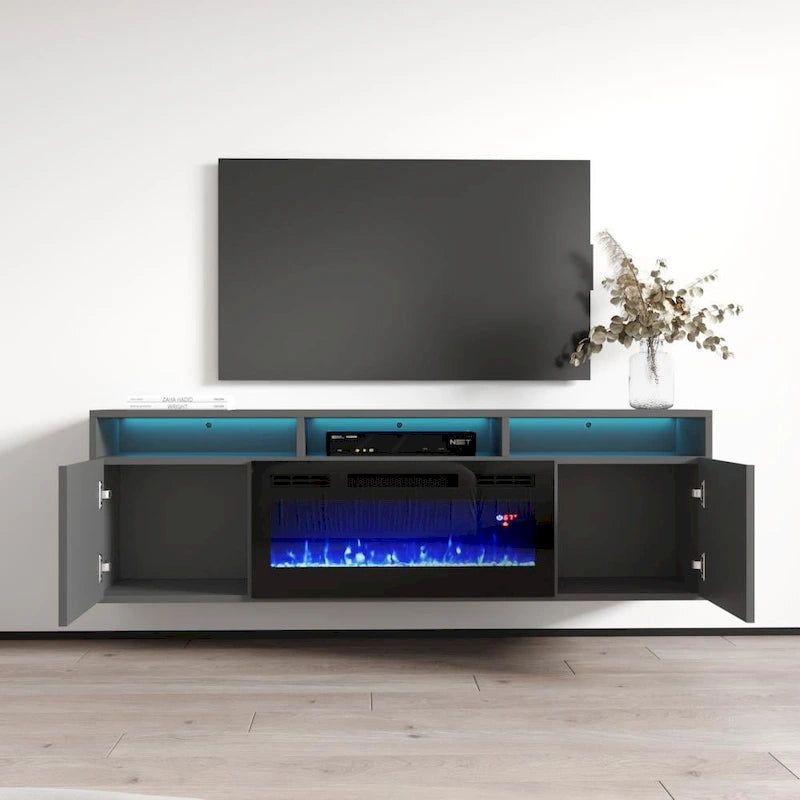 Soporte para TV con chimenea eléctrica de pared de 63 pulgadas